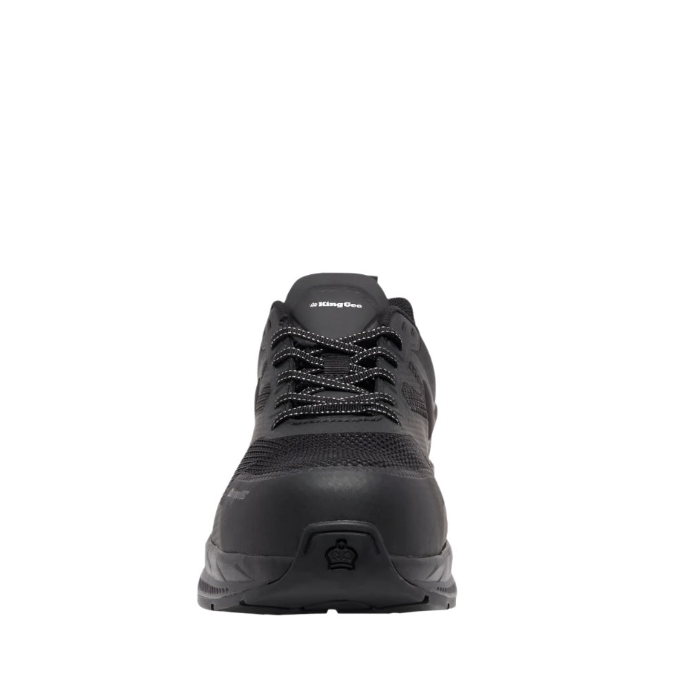 Black safety shoe on a white background