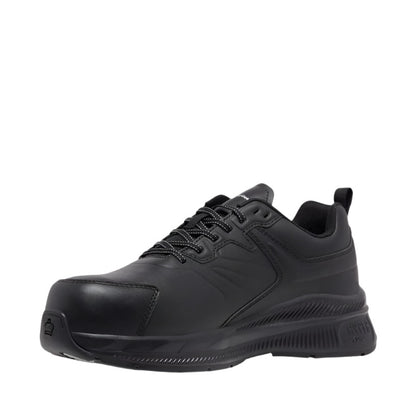 Black athletic shoe on a white background