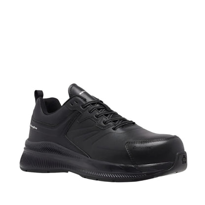 Black work shoe on a white background