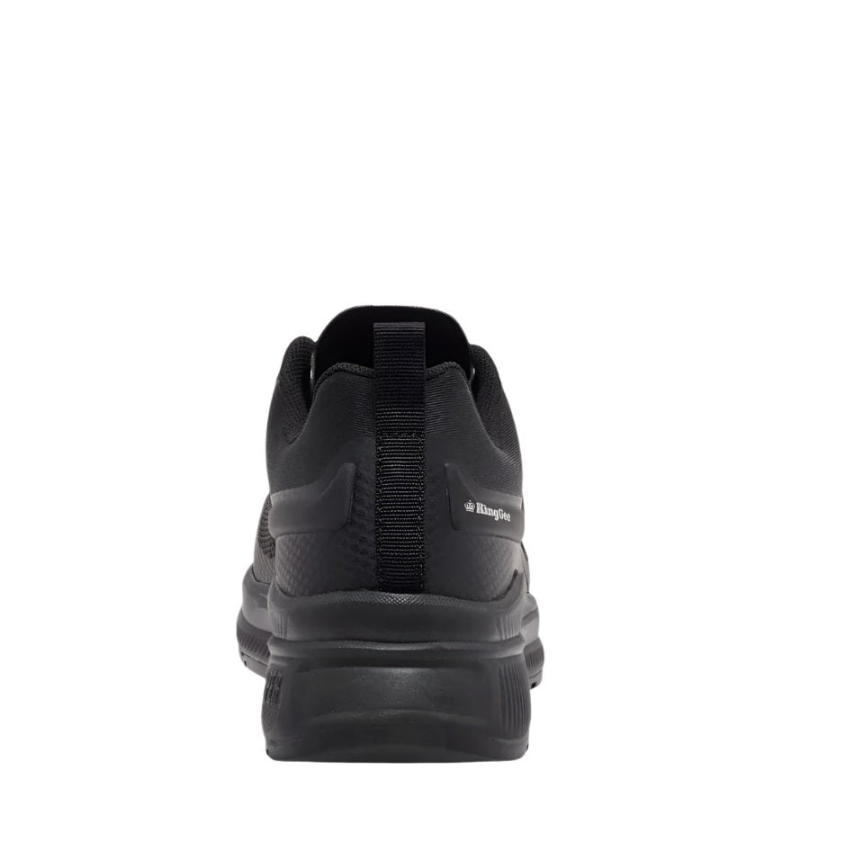 Black athletic shoe on a white background
