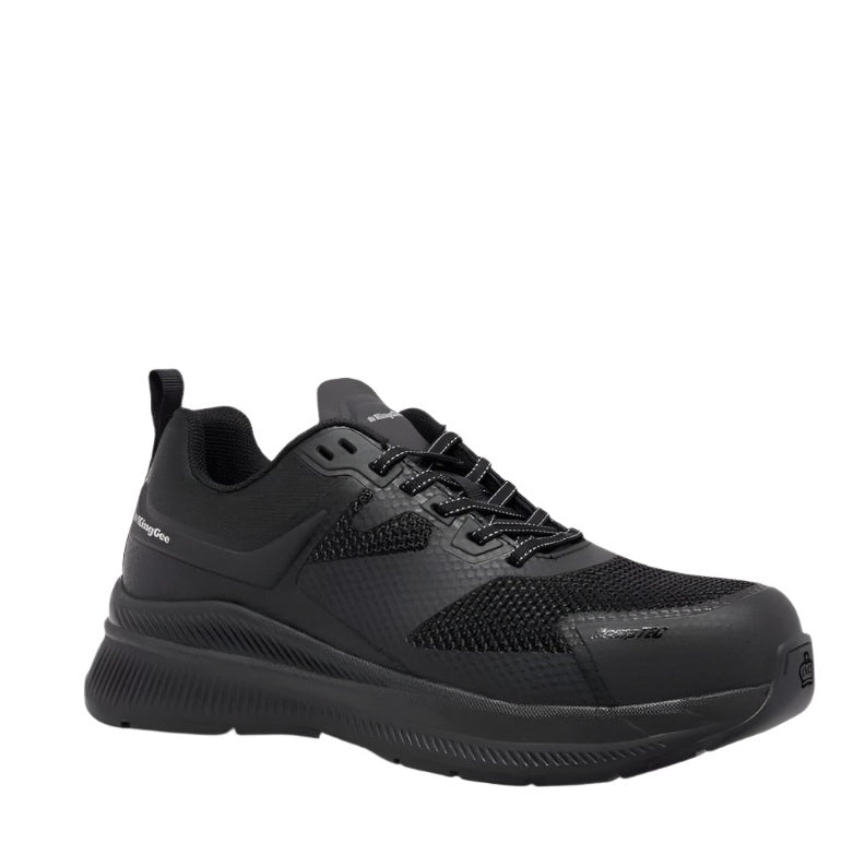 Black athletic shoe on a white background