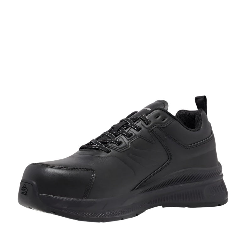 Black work shoe on a white background