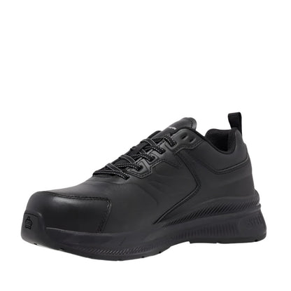 Black work shoe on a white background