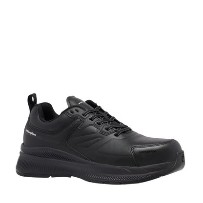 Black athletic shoe on a white background