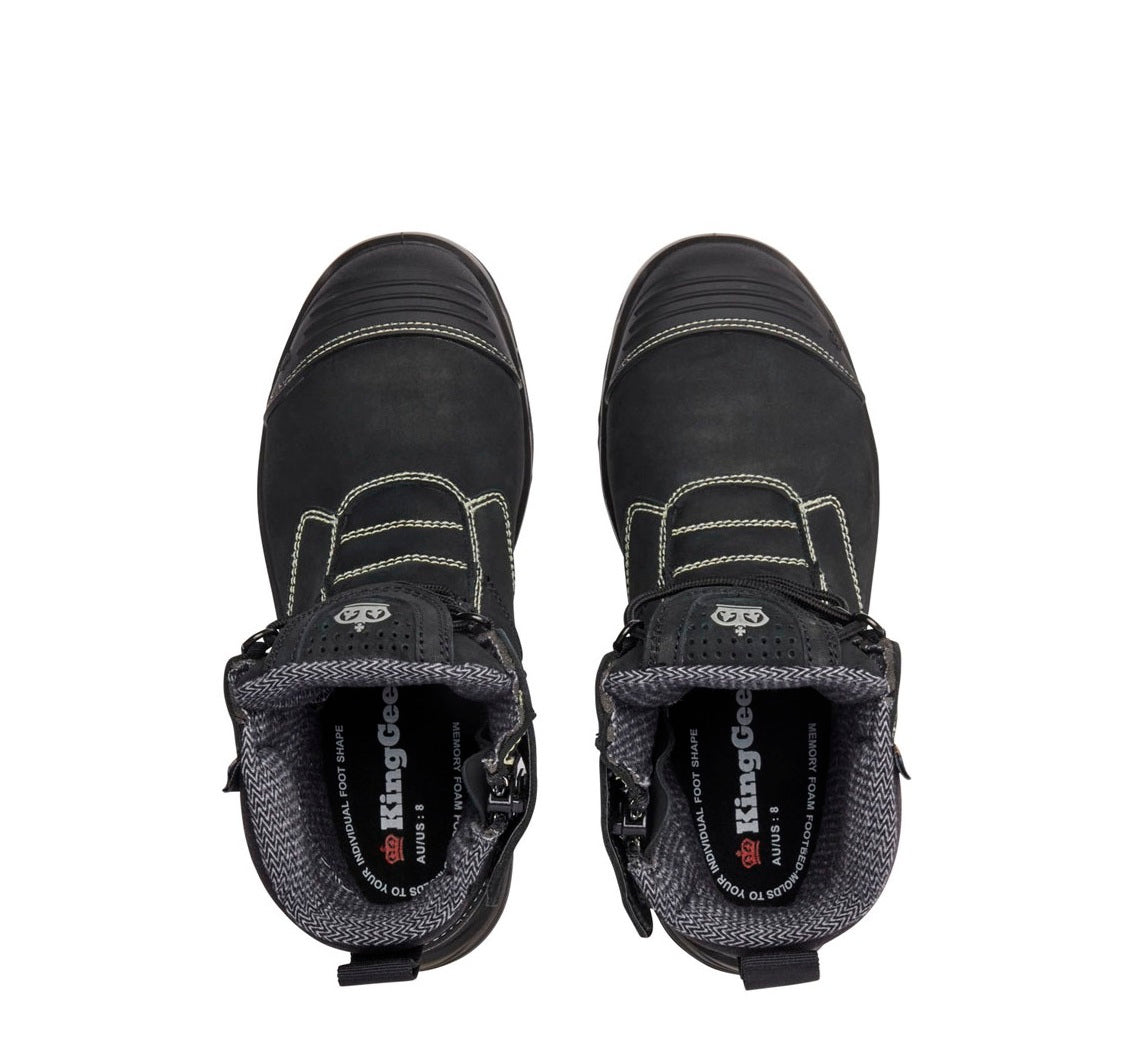 Pair of black KingSize boots on a white background