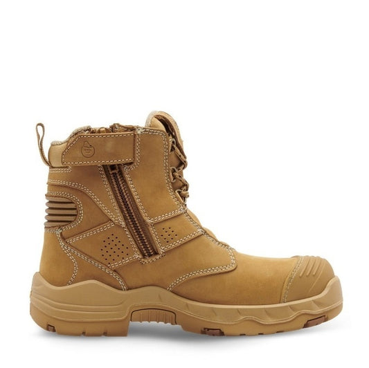 Wheat coloured zip sided KingGee K28012 Womens Bennu Pro 6 Safety WorkBoots