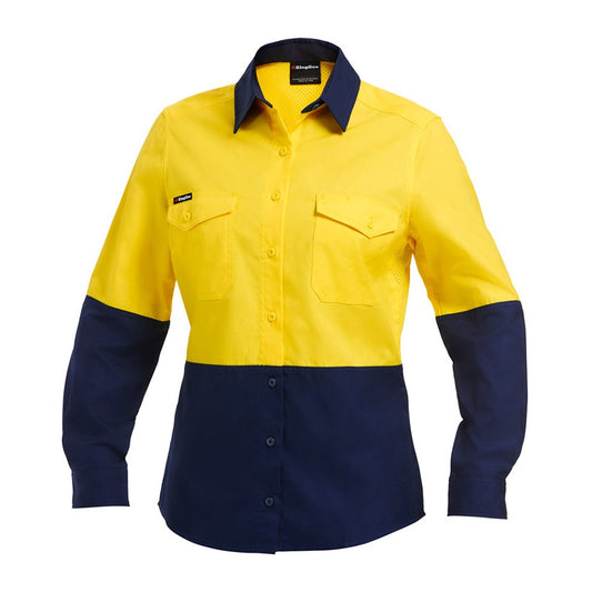 KingGee K44543 Ladies Workcool 2 HiVis Reflective Spliced Long Sleeve Shirt