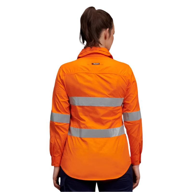 KingGee K44545 Workcool 2 Ladies HiVis Reflective Long Sleeve Shirt
