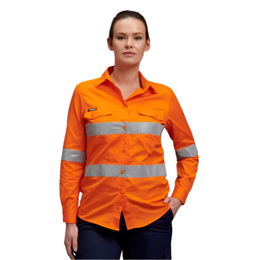 KingGee K44545 Workcool 2 Ladies HiVis Reflective Long Sleeve Shirt