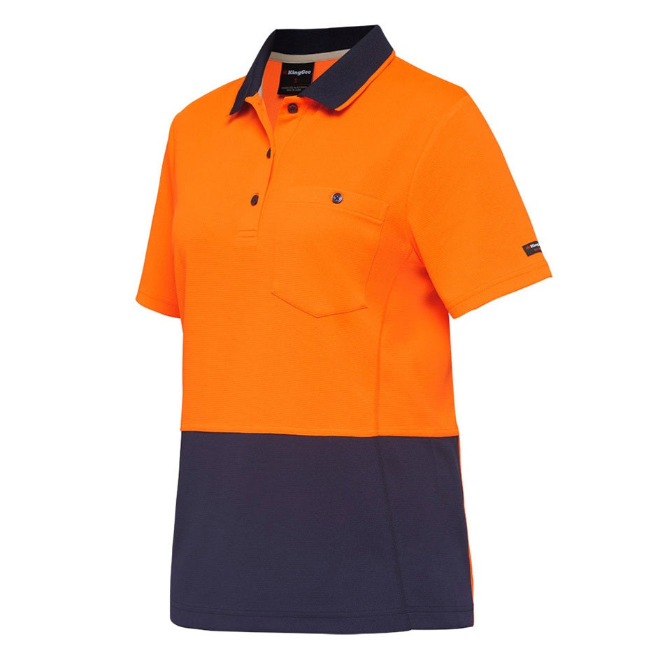 KingGee K44735 Workcool Hyperfreeze HiVis Spliced Polo Short Sleeve