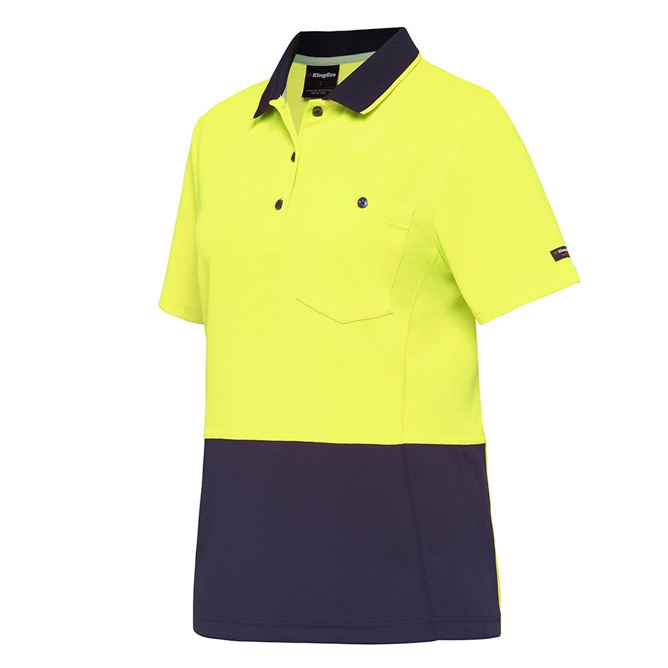 KingGee K44735 Workcool Hyperfreeze HiVis Spliced Polo Short Sleeve