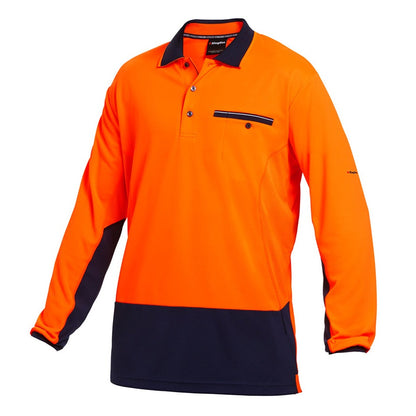 KingGee K54840 Workcool HiVis Spliced Polo Long Sleeve