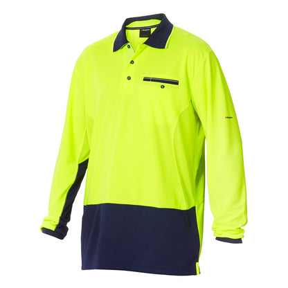 KingGee K54840 Workcool HiVis Spliced Polo Long Sleeve
