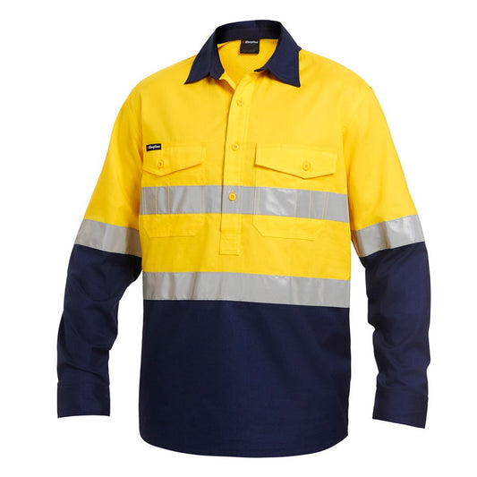 KingGee K54886 Workcool 2 HiVis Reflective Spliced Closed Front Long Sleeve Shirt
