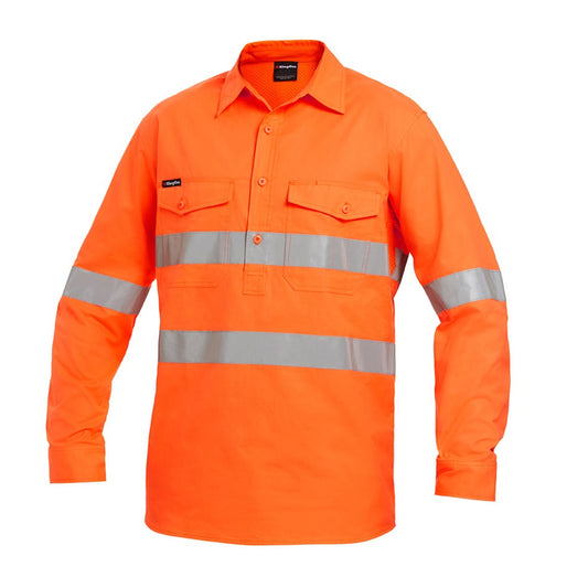 KingGee K54896 Workcool 2 HiVis Reflective Closed Front Long Sleeve Shirt
