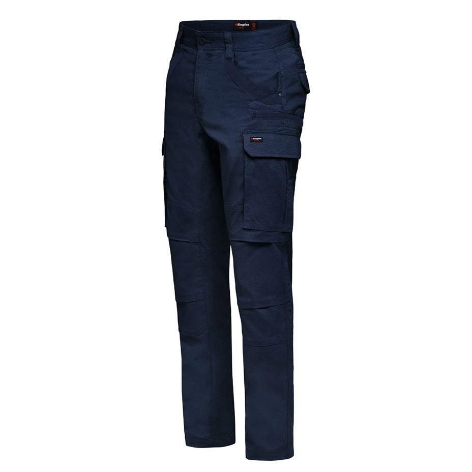 Navy blue cargo pants on a white background