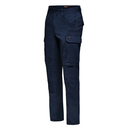 Navy blue cargo pants on a white background