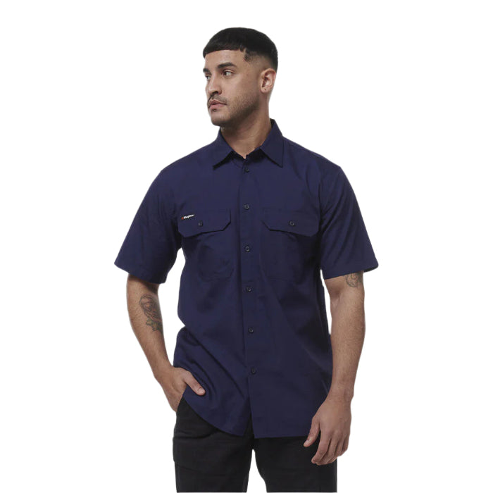 KingGee K14030 Mens Workcool Vented Shirt Short Sleeve navy front view
