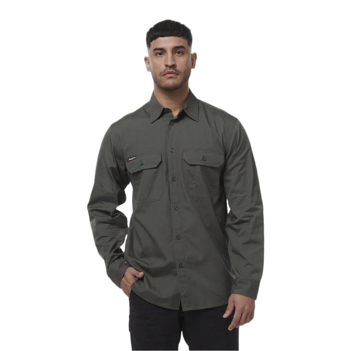KingGee K14031 Mens Workcool Vented Shirt Long Sleeve - green- Additional Lifestyle View 2
