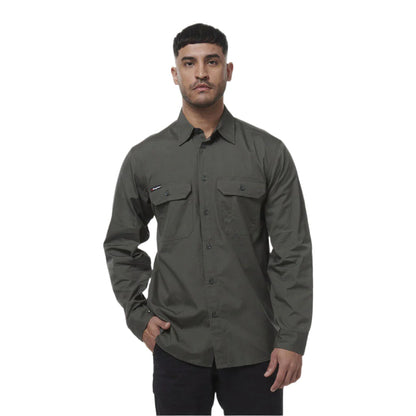 KingGee K14031 Mens Workcool Vented Shirt Long Sleeve - green- Additional Lifestyle View 2