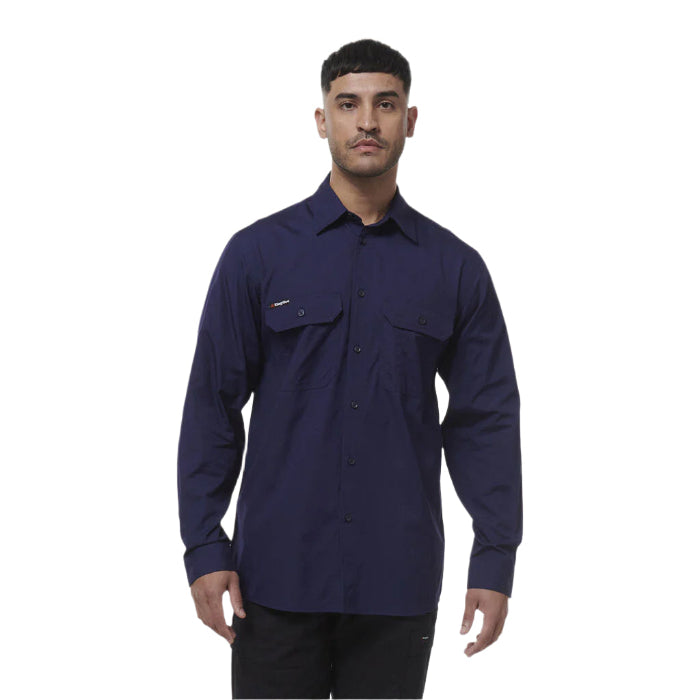 KingGee K14031 Mens Workcool Vented Shirt Long Sleeve navy alternative front view