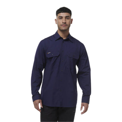 KingGee K14031 Mens Workcool Vented Shirt Long Sleeve navy alternative front view