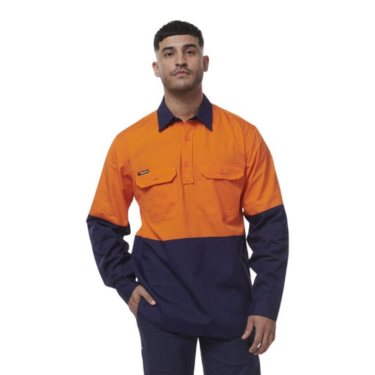 KingGee K54011 Workcool Vented closed Front Spliced Shirt front view