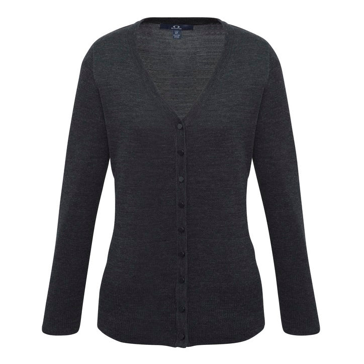 Womens charcoal grey pill resistant winter Biz Collection LC417L Ladies Milano Knit Cardigan