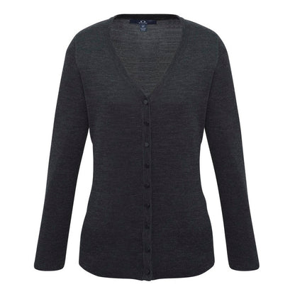Womens charcoal grey pill resistant winter Biz Collection LC417L Ladies Milano Knit Cardigan