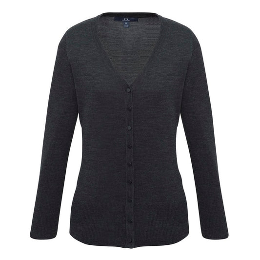Womens charcoal grey pill resistant winter Biz Collection LC417L Ladies Milano Knit Cardigan