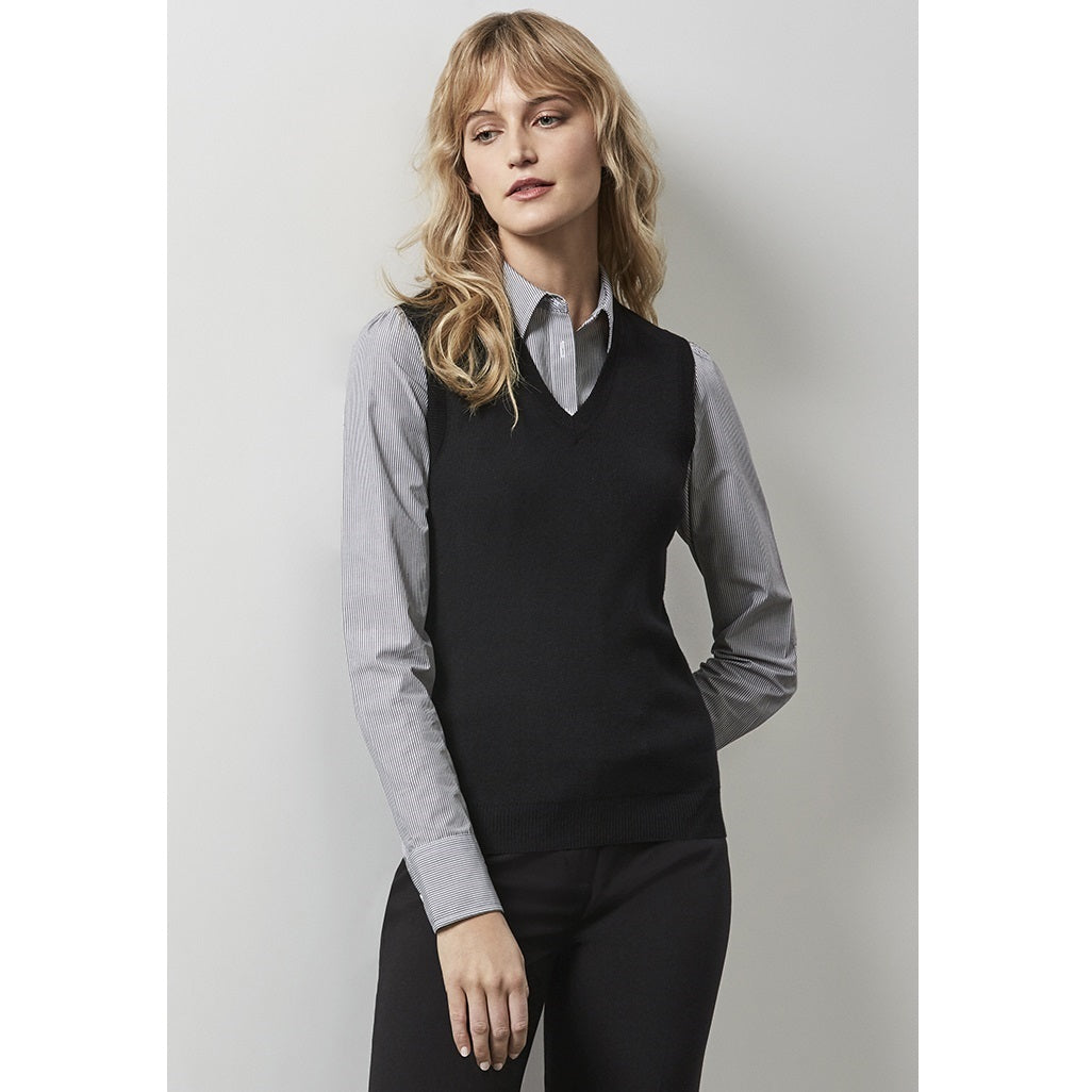 Biz Collection LV3504 Ladies V-Neck Knit Vest - Front View