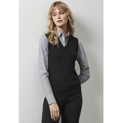 Biz Collection LV3504 Ladies V-Neck Knit Vest - Front View