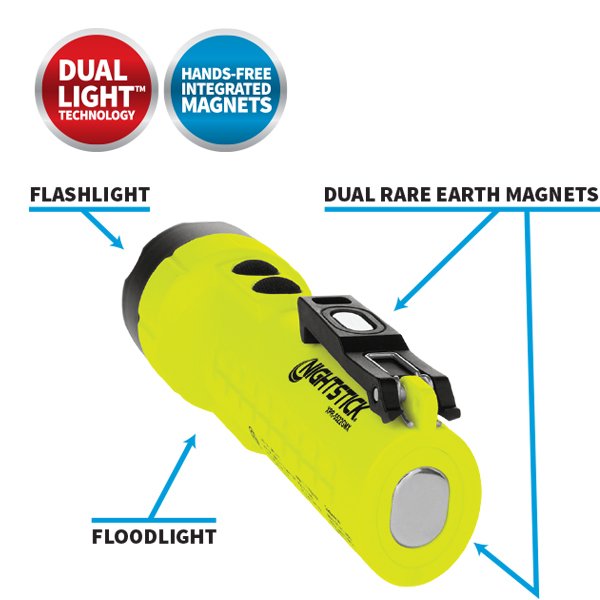 Maxisafe LXPR-5522GMX Nightstick Rechargable Dual-Light Flashlight w/Magnets- Intrinsically Safe