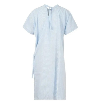Medi8 M81700 Seersucker Gown With Shoulder Studs