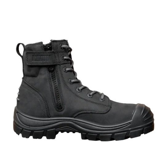 Munka MFMW23102 Taurus Men's Heavy Duty Work Safety Boots - Black colour - Zip side view