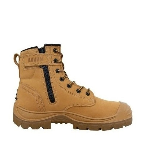 Wheat Coloured slip and heat resistant Munka MFMW23102 Taurus Mens Heavy Duty Safety Boots Zip sided