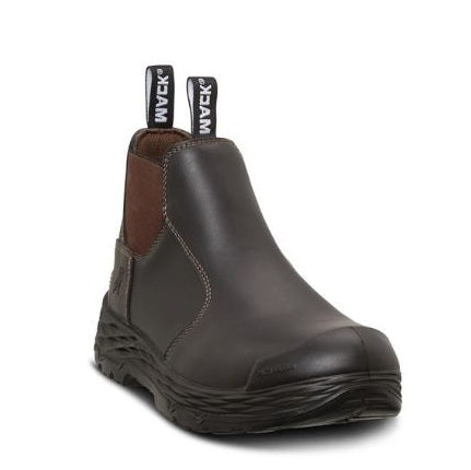Pull on claret brown Mack MK0000HUB Hub Slip-On Safety Work Boots with scuff cap