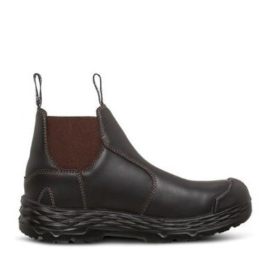 Claret Brown Leather Elastic Sided workboot Mack MK0000HUB Hub Slip-On Safety Boots with scuffcap