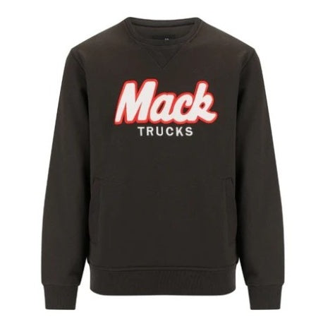 Charcoal with Mack Trucks logo Mack MKJW26035 Mens LS Poly/Cotton Crew Neck Jumper 300gsm