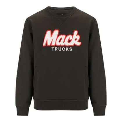 Charcoal with Mack Trucks logo Mack MKJW26035 Mens LS Poly/Cotton Crew Neck Jumper 300gsm