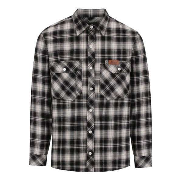 Black and Grey Winter Mack MKSW26022 Mens Cotton Flannelette Plaid Shirt 190gsm