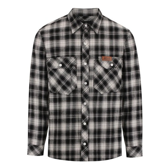 Black and Grey Winter Mack MKSW26022 Mens Cotton Flannelette Plaid Shirt 190gsm