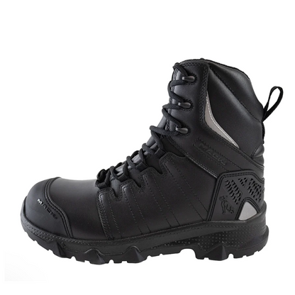 Mens black leather high tactical, heavy industry workboot, scuff toe, Mack MKTERRP2Z Terrapro Zip 2.0 Safety Boots rear side view