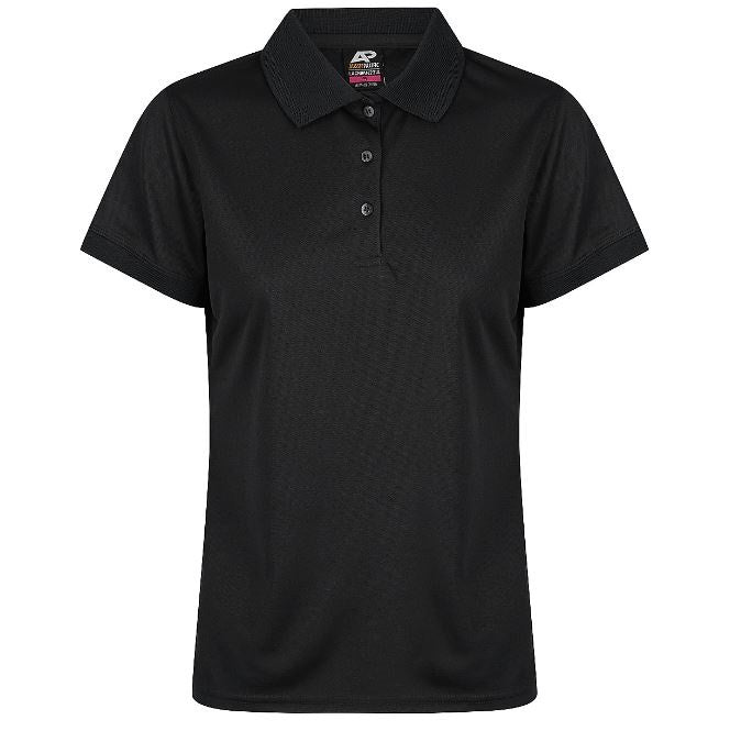 Aussie Pacific N2314 Lachlan Ladies Polo - Colour Black - Front view