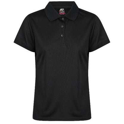 Aussie Pacific N2314 Lachlan Ladies Polo - Colour Black - Front view