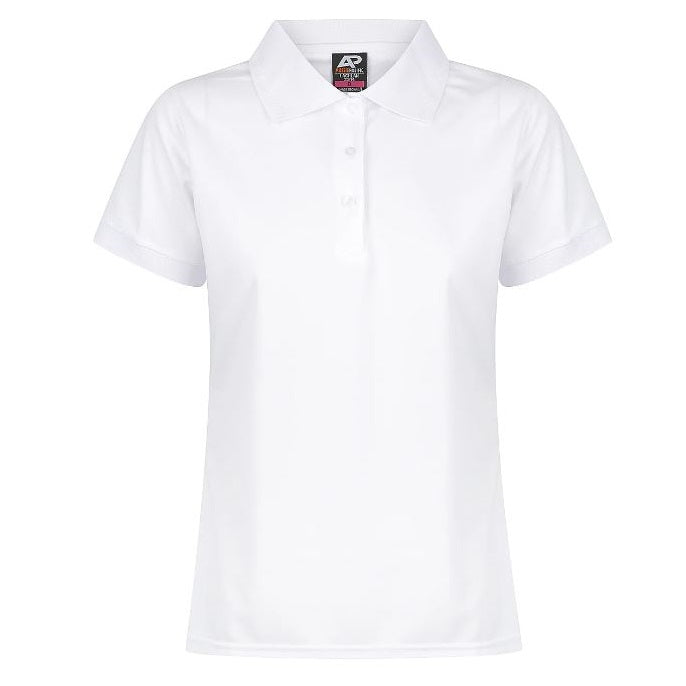 Aussie Pacific N2314 Lachlan Ladies Polo - Colour White - Front view