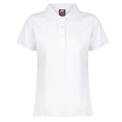 Aussie Pacific N2314 Lachlan Ladies Polo - Colour White - Front view