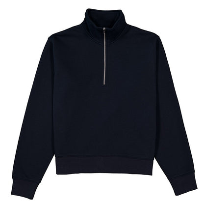 Black half-zip sweatshirt on a white background