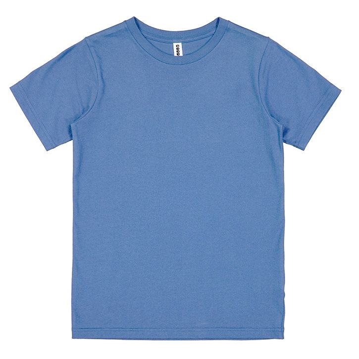 Plain blue t-shirt on a white background