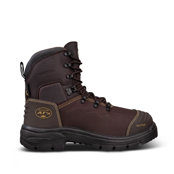 Oliver 65-490 Brown 150Mm Lace Up Waterproof Safety Boot With Penetration Protection